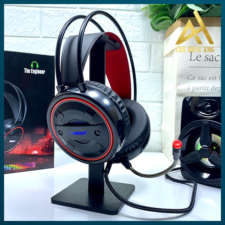 Tai Nghe Gaming Có Dây Headphone Chụp Tai BOSSTON HS-12 Đèn LED RGB - Tai Nghe Nhạc Máy Vi Tính Laptop Game Thủ Có Micro