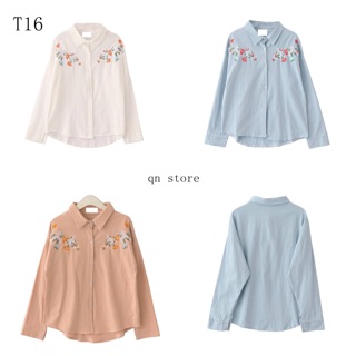 Order áo sơ mi jean thêu hoa t16