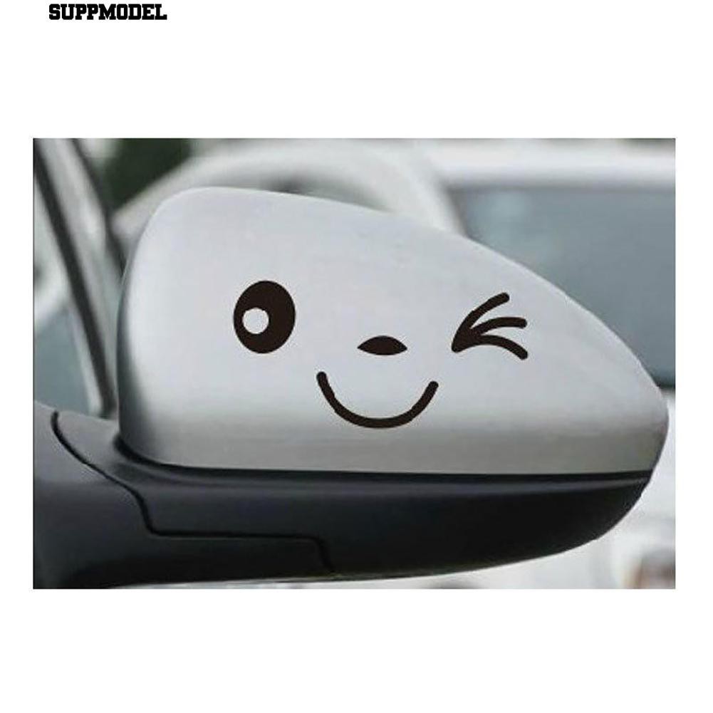 Set 2 Decal Hình Mặt Cười Dán Kính Chiếu Hậu Xe Hơi Trang Trí
