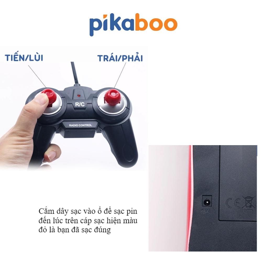 Ô tô điều khiển từ xa cao cấp Pikaboo , đồ chơi cho bé trai kiểu dáng xe đua chạy bằng pin sạc tỉ lệ 1:18