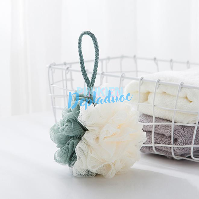Bông Tắm Tròn Cao Cấp Phối 2 Màu Xinh Xắn, Lưới Mềm Mại B090