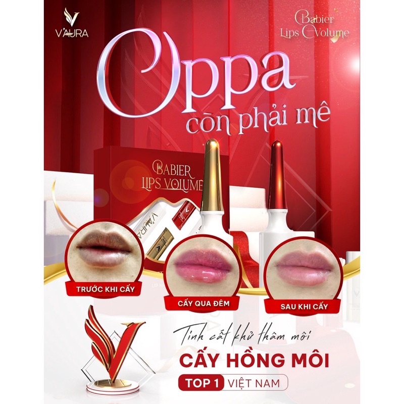 [Mẫu mới]Tinh Chất Cấy Môi Vaura Babier Lips Volume ,mờ thâm làm hồng môi sau 7 ngày