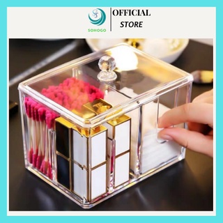 Hủ đựng đồ 2 ngăn bằng Mica sang trọng. Đựng đồ trang điểm. Đựng vật dụng cá nhân