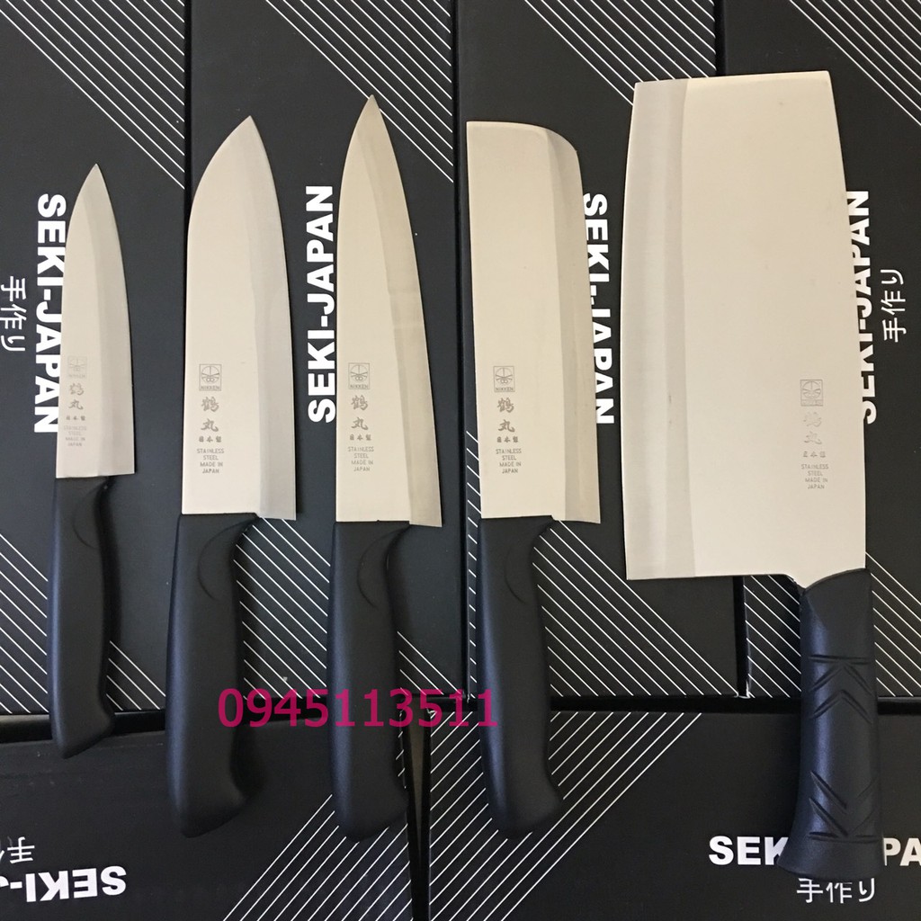 Bộ 5 Dao bếp Nhật Bản Nikken cao cấp cán nhựa ABS, lưỡi thép không gỉ (chính hãng Made in JAPAN)
