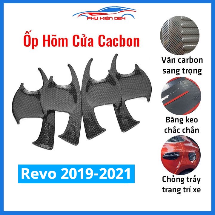 Ốp hõm cửa Hilux Revo 2019-2020-2021 vân cacbon chống trầy trang trí xe