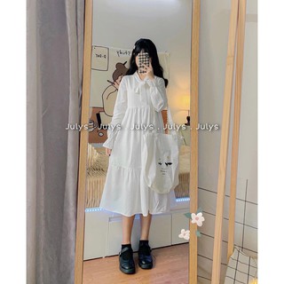 Váy Vintage Trắng Dáng Xuông Siêu Xinh - Váy trắng dài - Váy Tầng - Váy Trắng Nữ Vintage
