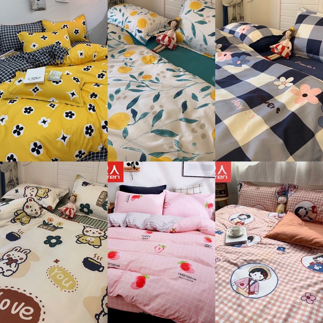 Set ga giường bedding 4 món đủ kích cỡ 1m2 1m5 1m8 2m 2