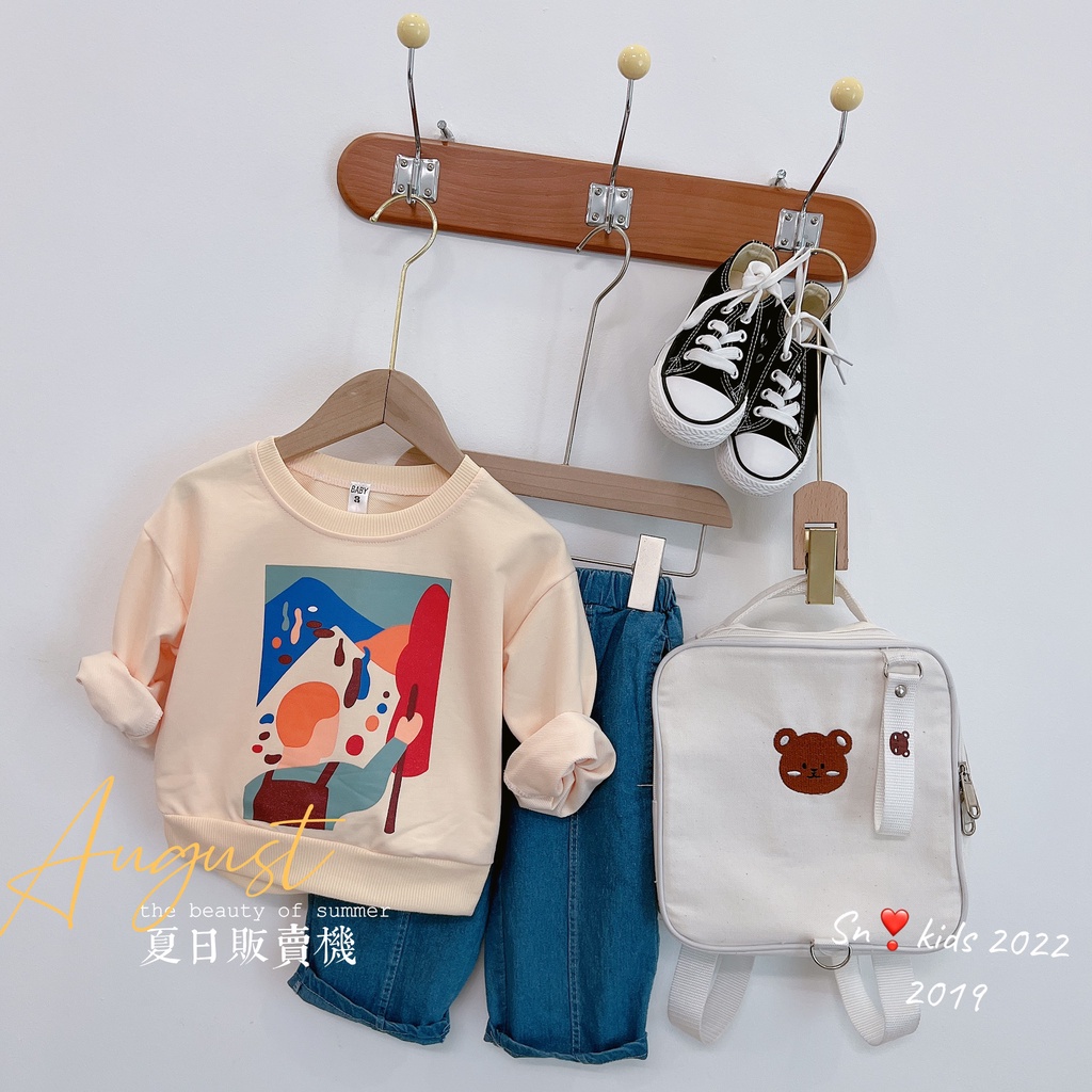 Bộ nỉ dễ thương cho bé gái, bé trai, set bộ quần bò xuông phối áo nỉ da cá style Hàn Quốc cho bé 10-32kg