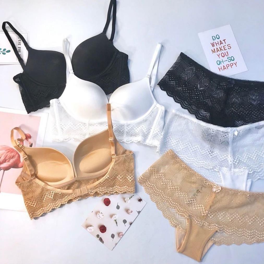 Bộ đồ lót PD không gọng mút nhẹ ren U - BL