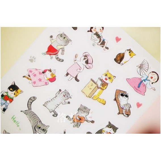 [Set 6 tờ] Sticker mèo béo siêu đáng yêu 9*18cm - Sticker trang trí sổ/ sách vở/ điện thoại  DUASHOP