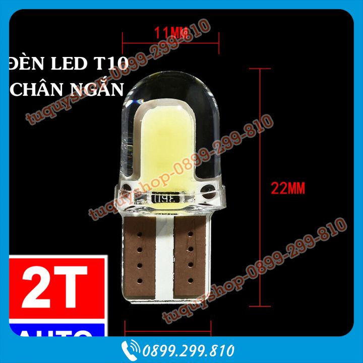 01 Bóng Đèn Led trần, biển số, Led mí chân T10 cho xe máy ô tô xe hơi, ánh sáng trắng - LOẠI NGẮN  SKU:345