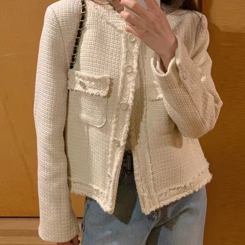 Áo dạ tweed nữ dáng ngắn hàng QCCC 2022