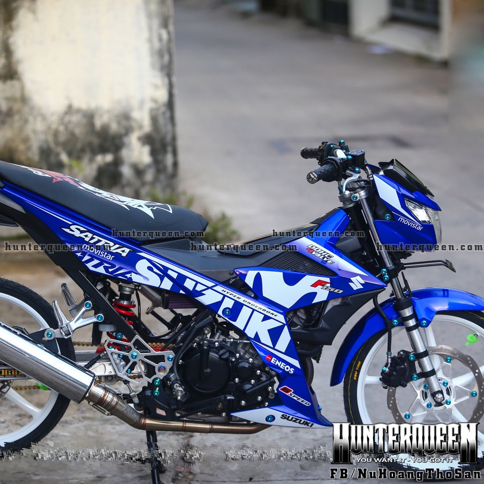 Tem rời cao cấp dán xe Raider FI xanh GP. Decal không bay màu, bong tróc