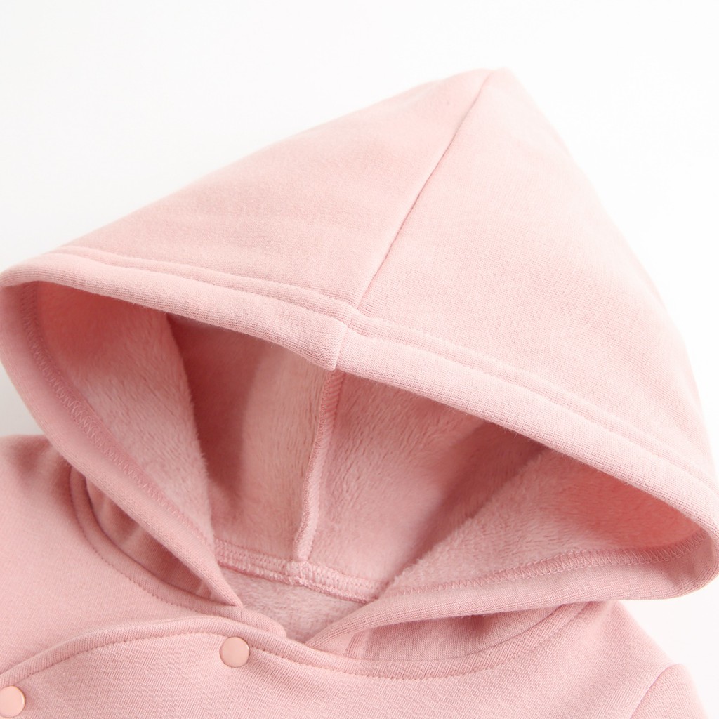 Bộ áo liền quần Sanlutoz tay dài in hoạt hình có mũ trùm phong cách thời trang mùa đông cho bé sơ sinh