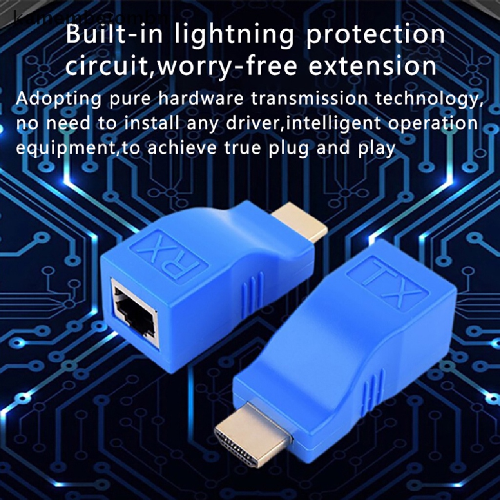 Set 2 ĐầU ChuyểN ĐổI Mở RộNg HDMI 1080P Sang RJ45 Cat 6 LAN Ethernet MàU Xanh Dương
