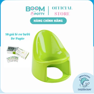 Combo Thu Nhỏ Bồn Cầu Boom Potty cho bé từ 7 tháng (8.5kg) và 10 gói lẻ gạc rơ lưỡi Dr Papie