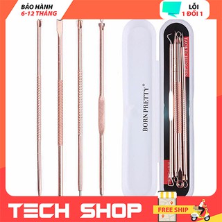 Bộ 4 cây nặn mụn chuyên nghiệp, cây nặn mụn thép không gỉ cao cấp - bh 6 tháng