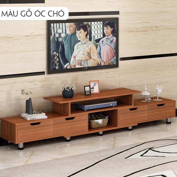 Kệ tivi để sàn gỗ công nghiệp MDF siêu chống ẩm có ngăn kéo -CĐiều chỉnh chiều dài thông minh - T349