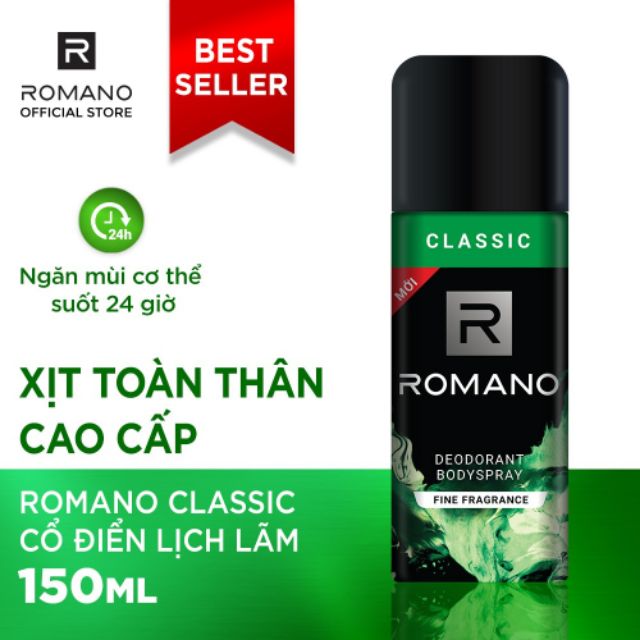 ROMANO_ XỊT KHỬ MÙI ĐỦ MÙI LỰA CHỌN LOẠI 150ML.