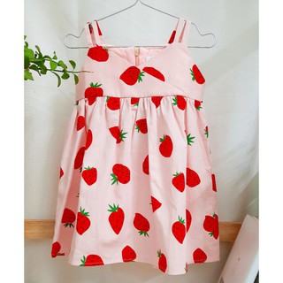 Đầm bé gái thiết kế xinh xắn 100% cotton - Đầm trái dâu dễ thương cho bé gái 10kg đến 24kg