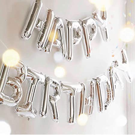Banner bóng bay cau su màu bạc hình số 16 phong cách ngọt ngào trang trí sinh nhật cho bé trai và bé gái