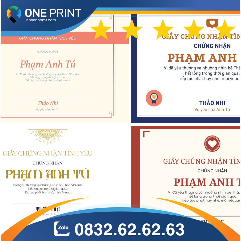 Combo kèm khung giấy chứng nhận tình yêu cute cho các cặp đôi theo yêu cầu