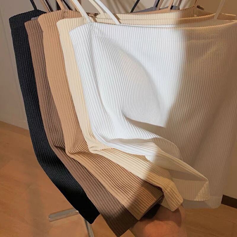 Áo bra 2 dây len tăm dáng croptop 1808 loại rẻ