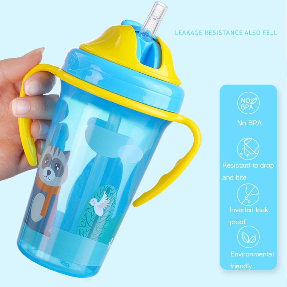 Bình Nước Silicone 300ML Có Ống Hút Chống Rơi Cho Bé