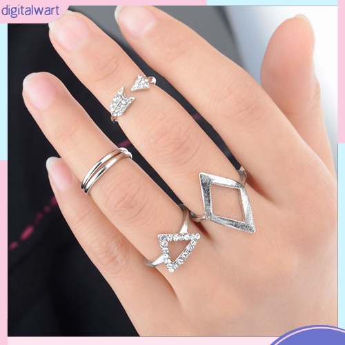 Set 5 nhẫn đeo giữa ngón tay đính đá phong cách Boho