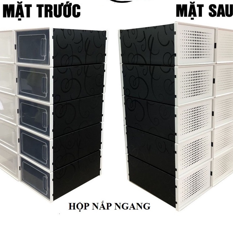 Combo 10 Hộp Đựng Giày Lắp Ghép, Tủ Sắp Xếp Giày Thông Minh Mẫu Mới Chịu Lực 6kg Tặng kèm hút ẩm