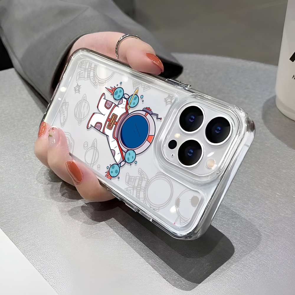 Ốp Điện Thoại Trong Suốt Họa Tiết Phi Hành Gia Cho iphone 14 Plus 11 13promax 12 7Plus X XS Max 7 8 SE 2020