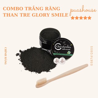 [CHÍNH HÃNG] THAN HOẠT TÍNH TRẮNG RĂNG GLORY SMILE KÈM 1 BÀN CHẢI TRE 100GR