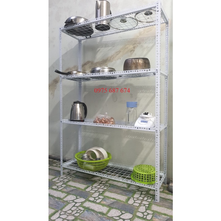 Kệ sắt v lỗ đa năng 2, 3, 4 tầng mặt lưới lắp ghép dùng để hàng, để vật dụng trong nhà bếp, để hoa cây cảnh, để hoa quả
