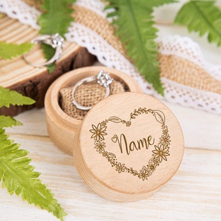 Tên tùy chỉnh Vòng hoa trái tim Cá nhân Hộp nhẫn bằng gỗ Quà lưu niệm đám cưới Khắc nhẫn Hộp kỷ niệm