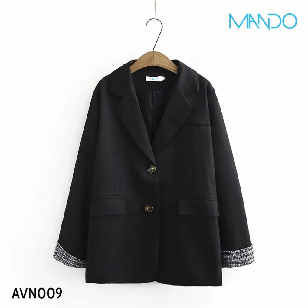 Áo Khoác Trơn Blazer/Vest Unisex Màu Đen Và Be, Diện Tết Mix 3 Phân Phong Cách Hàn Quốc Thời Trang MANDO - AVN009