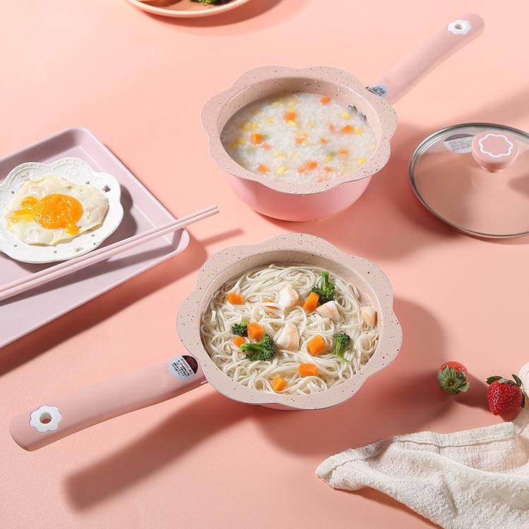 Bộ nồi chảo chống dính Baby Tamasaki Nhật Bản đường kính miệng 16cm tặng kèm thìa dùng bếp từ  - Hàng chính hãng