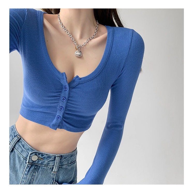 Áo croptop tay dài áo crt ôm chất thun gân form ngắn cá tính - A0104
