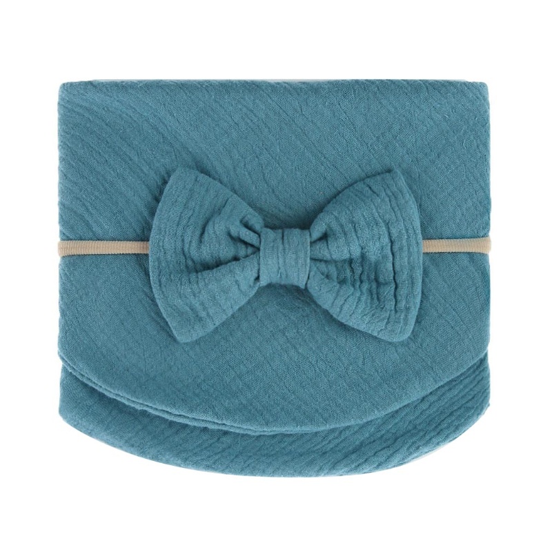 Bộ 2 Khăn Cotton Nguyên Chất Tái Sử Dụng Kèm Băng Đô Mini Cho Trẻ Sơ Sinh