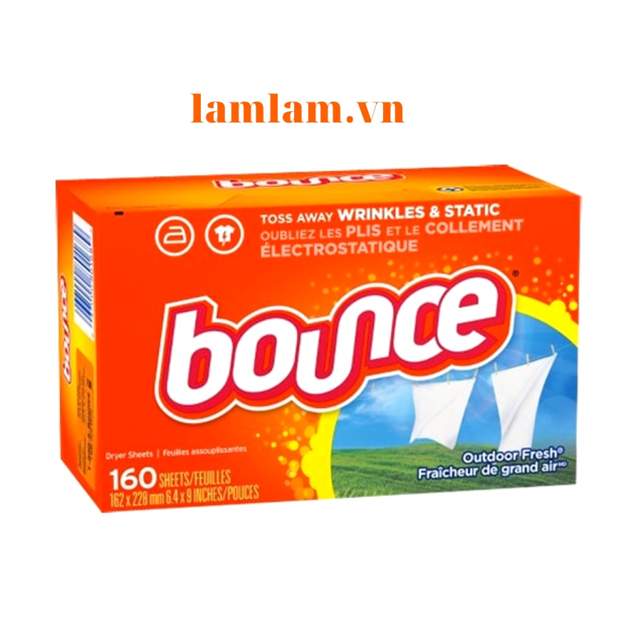 GIẤY THƠM QUẦN ÁO BOUNCE VÀ LÀM MỀM VẢI HỘP 160 miếng Hàng Mỹ