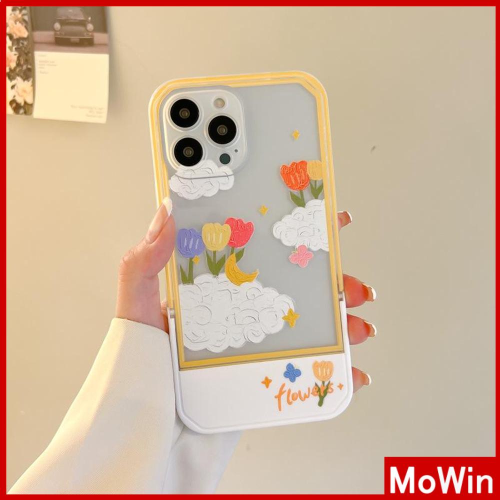 iPhone Case Acrylic Invisible Folding Stand Silicone Soft Case Airbag Shockproof Cover Camera Flower Cloud Compatible For iPhone 11 Pro Max 13 Pro Max 12 Pro Max 7Plus xr XS Max