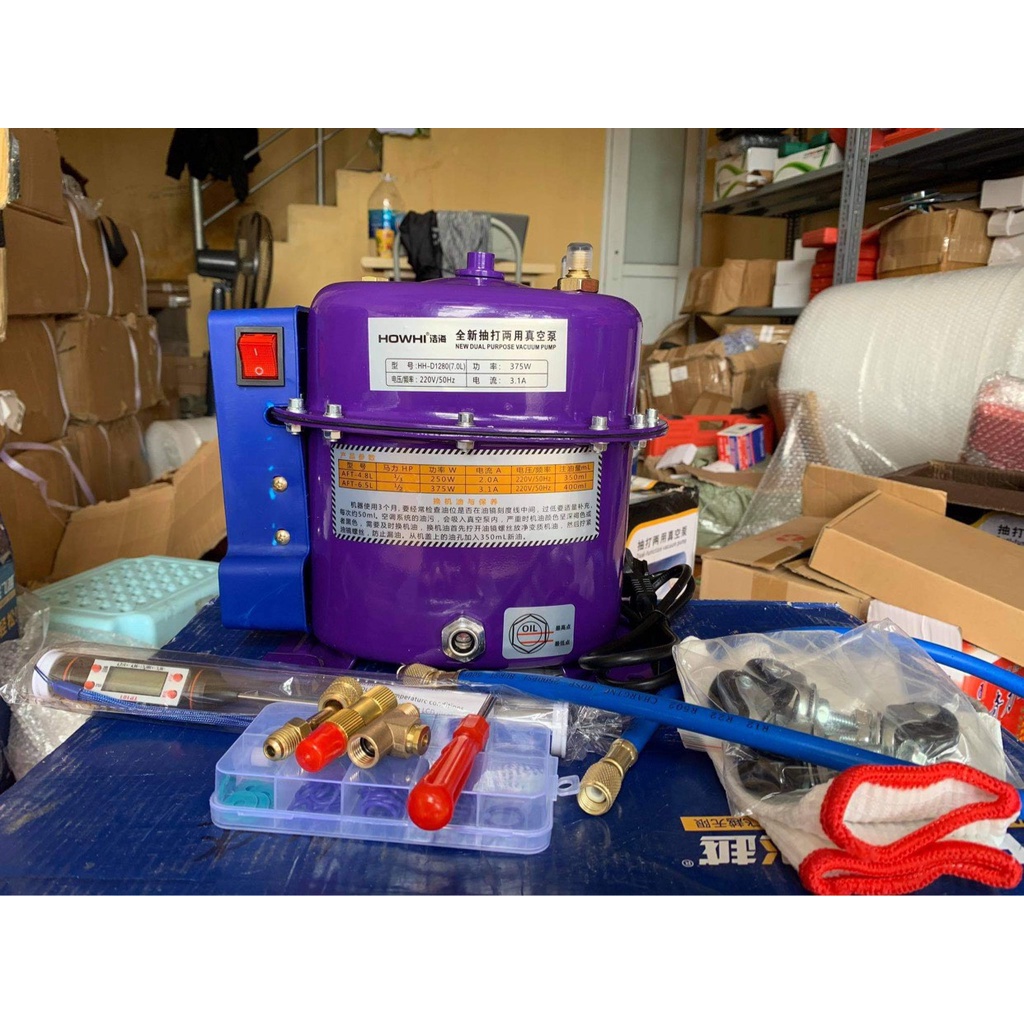 Máy nén hút chân không điều hòa ô tô- Máy hút chân không máy lạnh Howhi
