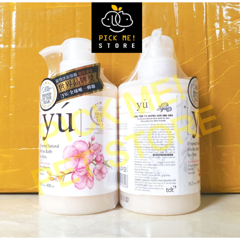 [400ml] Sữa Tắm YU, YÚ Cho Chó Mèo - Hương Nước Hoa Cao Cấp, Thơm Lâu, Ngát Hương Hoa