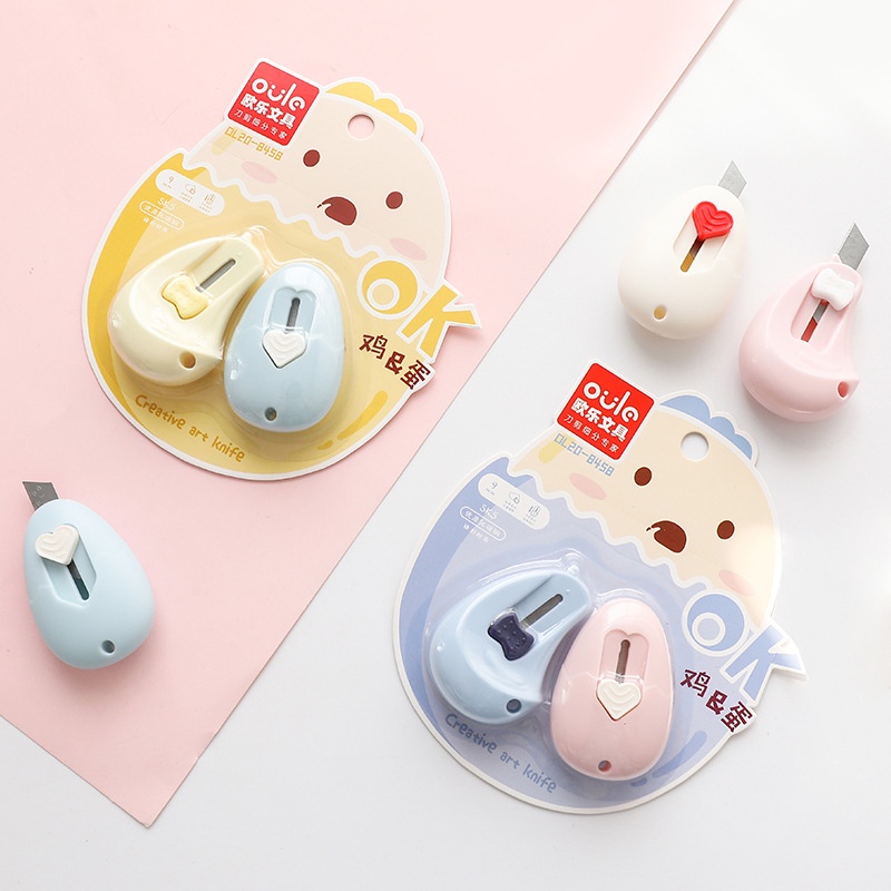 Set 2 Dao Cắt Giấy Hình Trứng Dễ Thương Bằng Thép 9mm C6566