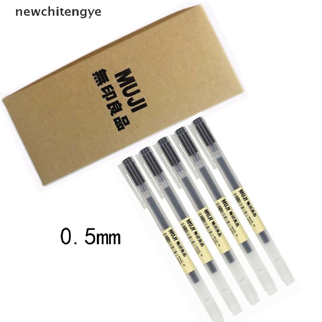 MUJI Set 5 bút mực gel ngòi 0.38mm/0.5mm không độc hại màu xanh/đen