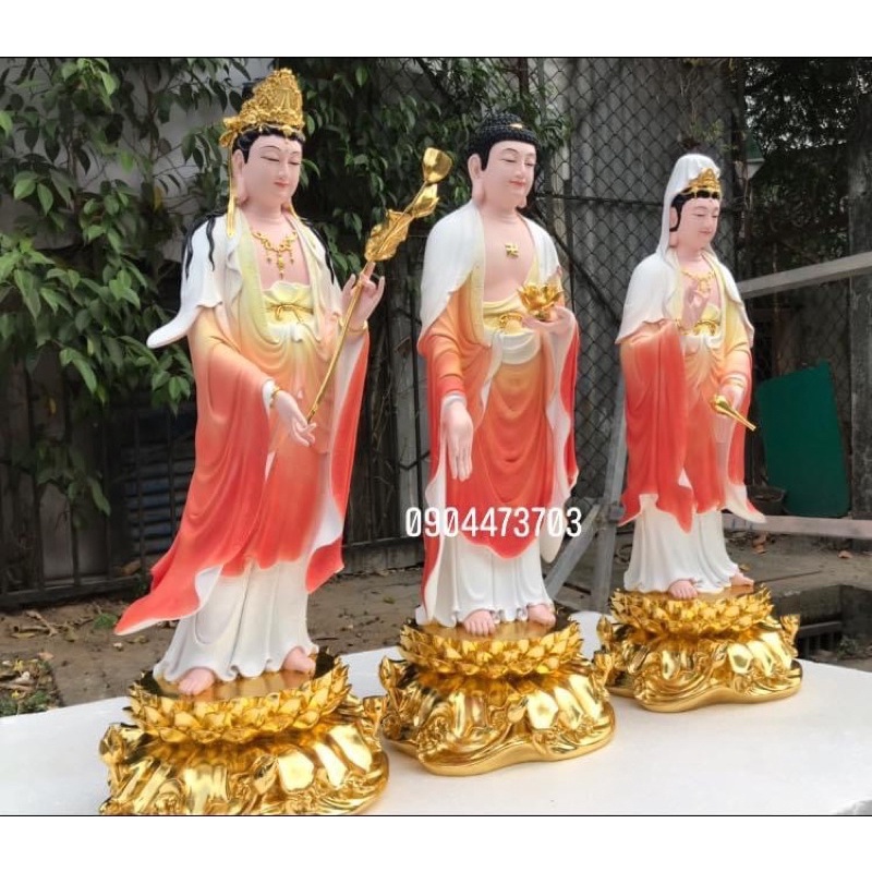 Bộ tượng Tây Phương Tam Thánh cao 85cm kiểu Đài Loan
