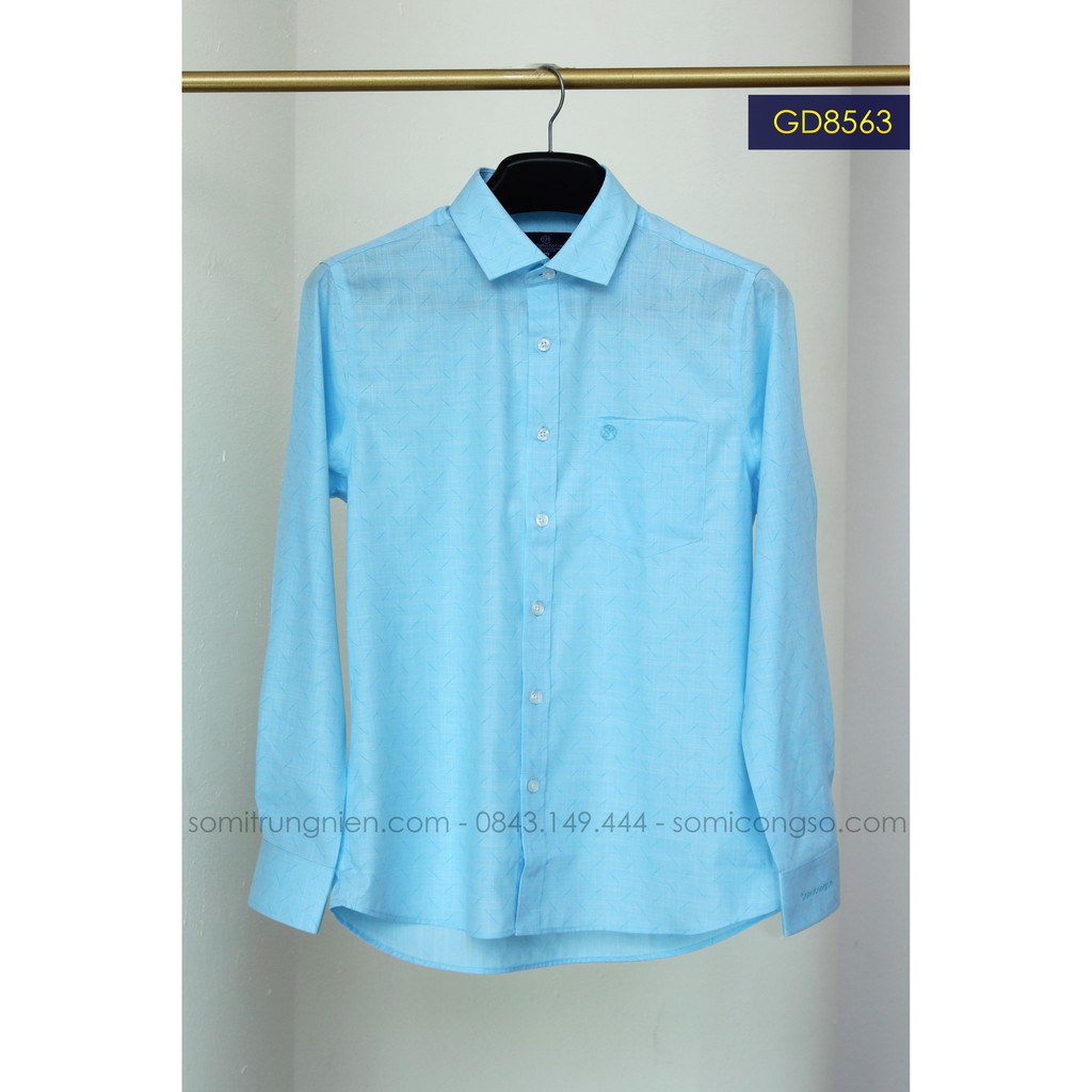 Áo Sơ Mi Nam Anton Công Sở Trung Niên Dài Tay Màu Xanh Ngọc Họa Tiết In Chìm 8560 | BigBuy360 - bigbuy360.vn