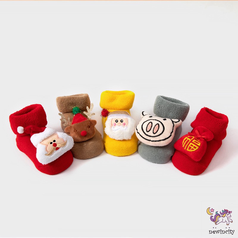 Vớ cotton chống trượt trang trí giáng sinh đáng yêu cho bé