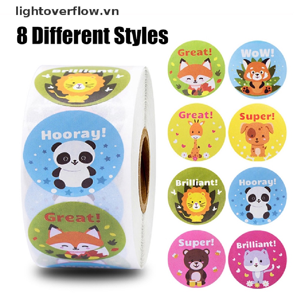 Bộ 500 Miếng Dán Hình Động Vật Dễ Thương Dùng Làm Phần Thưởng Giáo Viên