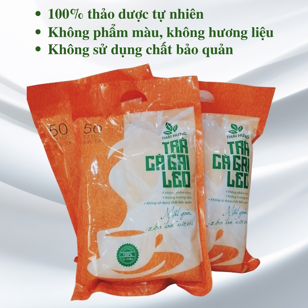 Trà Cà Gai Leo THÁI HƯNG Bịch 50 Túi Lọc 250g Thanh Nhiệt Giải Độc Mát Gan 100% Tự Nhiên/ ad.tea