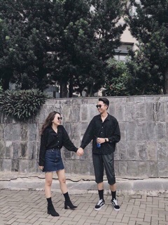 (HÌNH THẬT)Sơ mi lụa chấm bi